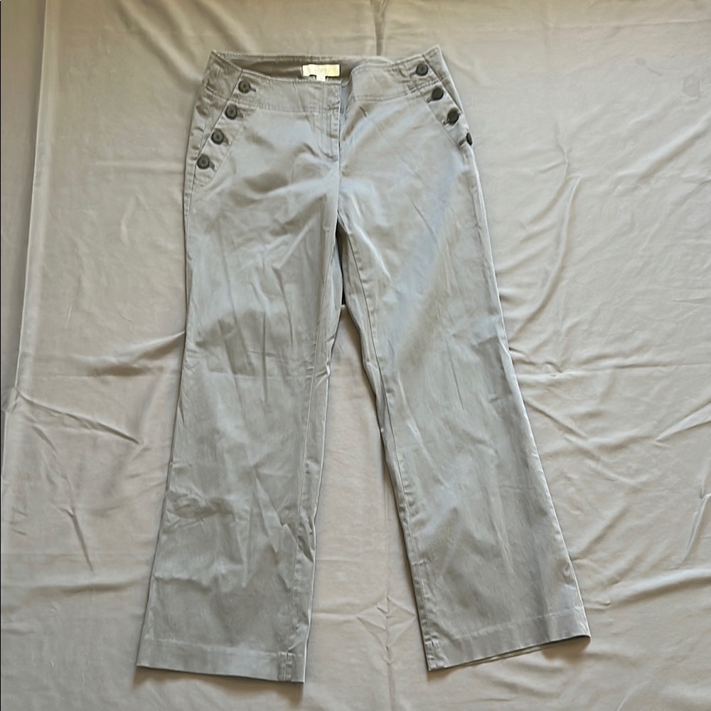 Ann Taylor LOFT Gray Button-Accent Pants